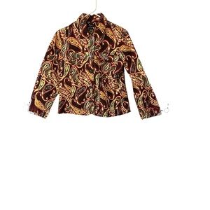 Analog Red, Burgundy, Green Paisley Button-Up